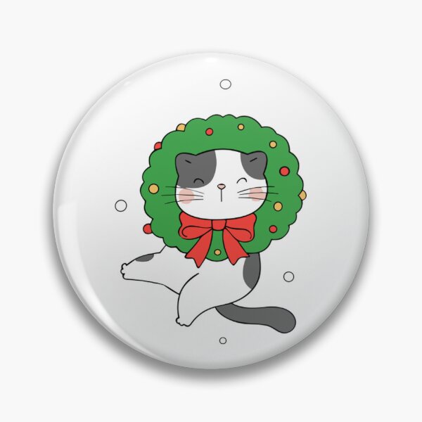 Item preview, Meowy Christmas Cat Floral Wreath Art designed and sold by AvocadoShopp.