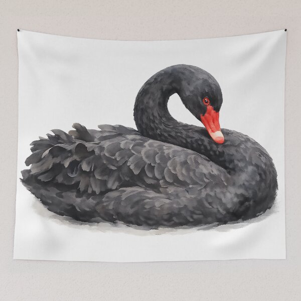 Item preview, Black Swan Watercolour Illustration designed and sold by Jaruart.