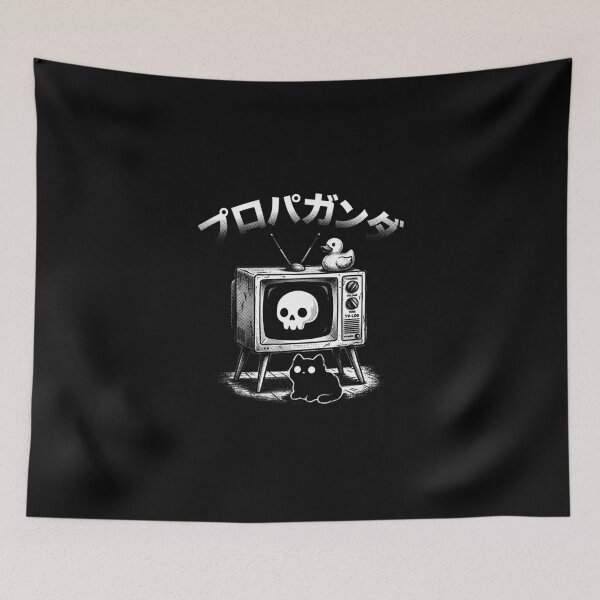 Item preview, Retro TV Skull Cat & Duck Japanese Vaporwave Propaganda Art designed and sold by AdyKurniawan.