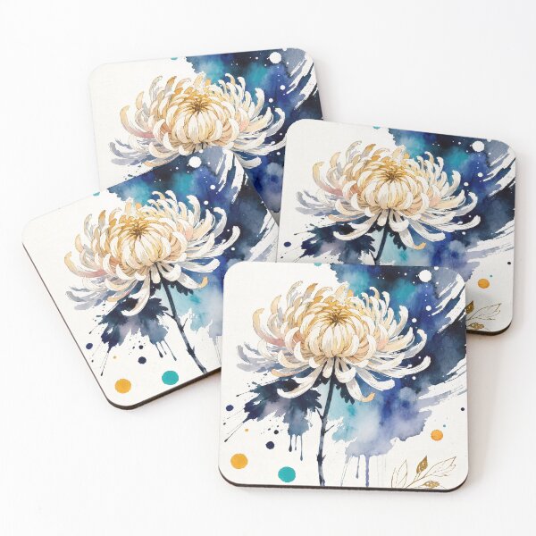 Item preview, Modern Watercolor White Chrysanthemum - Botanical Floral Art Print designed and sold by Darlin8888.