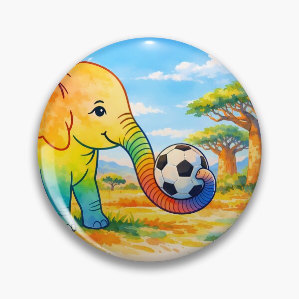 Item preview, Rainbow Elephant Playing Soccer in African Savanna designed and sold by M-Y-A-R-T-.