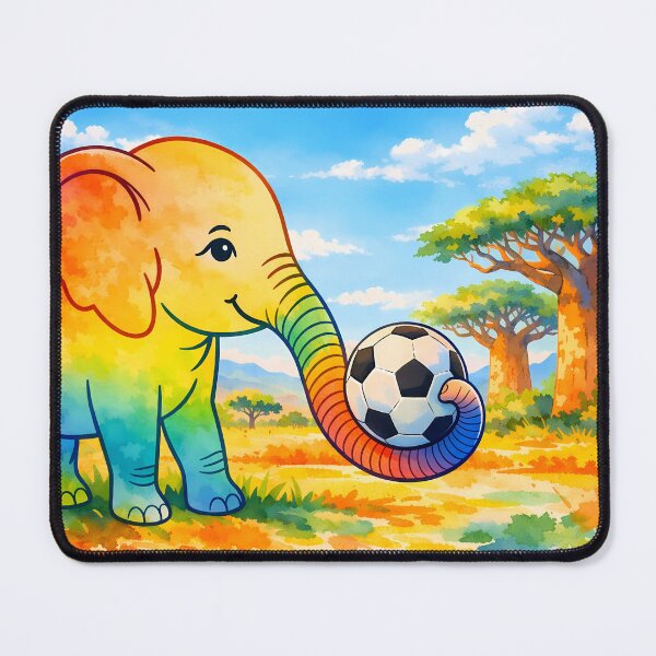 Item preview, Rainbow Elephant Playing Soccer in African Savanna designed and sold by M-Y-A-R-T-.