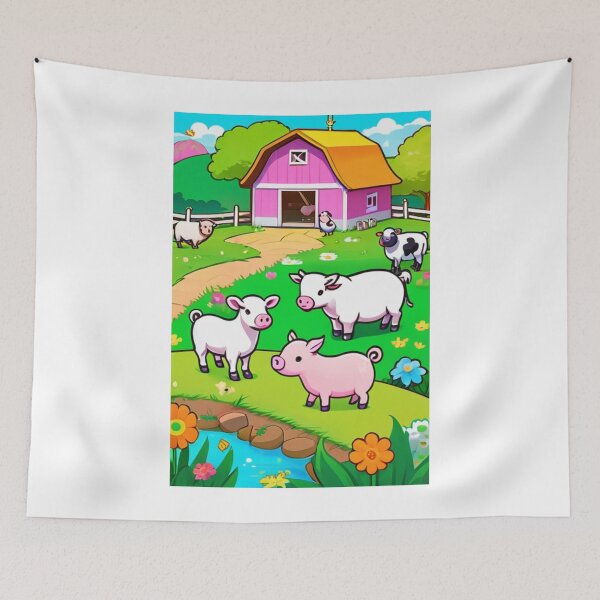 Item preview, Illustration - Farm for Children, Colorful Cartoon Style designed and sold by AnimeShin.