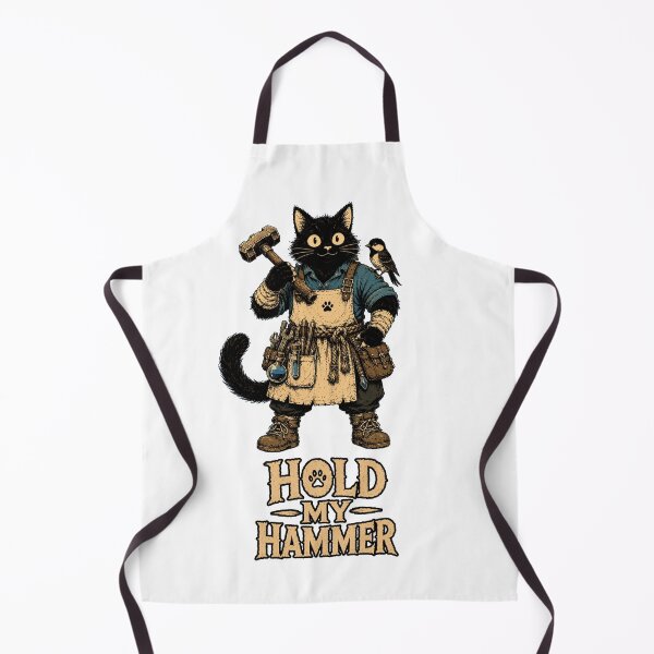 Item preview, Hold My Hammer | Funny Blacksmith Cat Fantasy T-Shirt designed and sold by Bisonia.