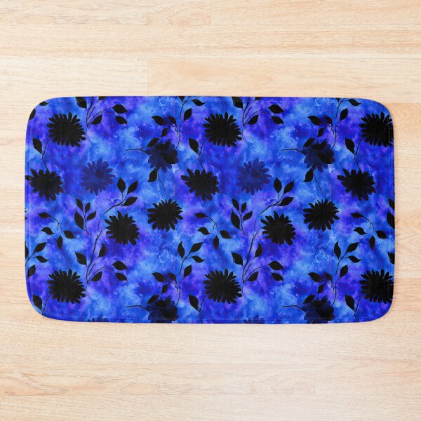 Item preview, Electric Blue Flowers on Navy Background designed and sold by igraphixart.