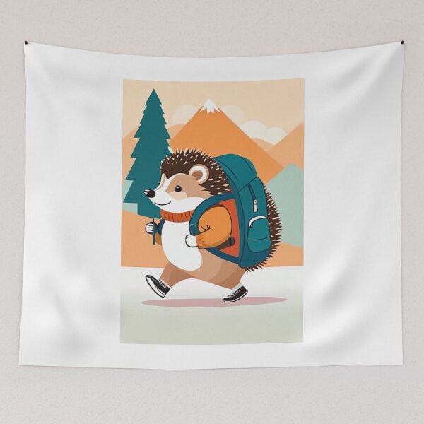 Item preview, Illustration - Hiking Hedgehog, Colorful Mountain Adventure designed and sold by AnimeShin.