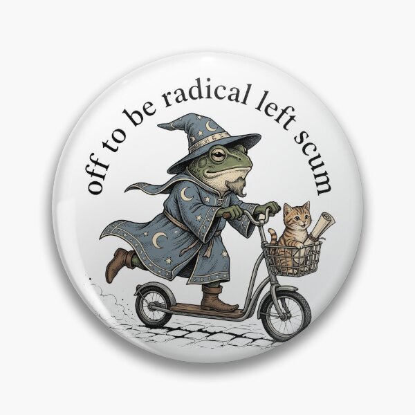 Item preview, Off To Be Radical Left Scum Wizard Frog & Cat Vintage Woodcut designed and sold by AdyKurniawan.