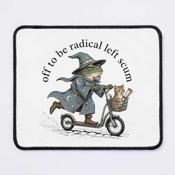 Item preview, Off To Be Radical Left Scum Wizard Frog & Cat Vintage Woodcut designed and sold by AdyKurniawan.