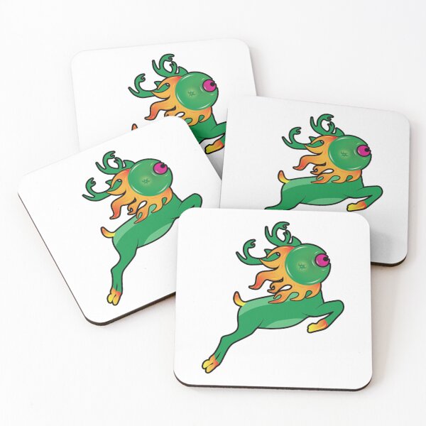 Item preview, Deerpoifi Cute Green Deer Fiery Antlers Fantasy Beast designed and sold by MaileeStudios.