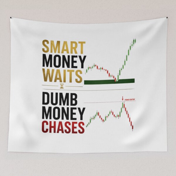 Item preview, Smart Money Waits Dumb Money Chases Trading Quote Forex Trader T-Shirt designed and sold by PipForgeStudio .