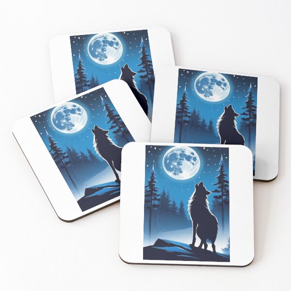 Artikelvorschau, Illustration – Einsamer Wolf, wilde und nächtliche Landschaft entworfen und verkauft von AnimeShin.
