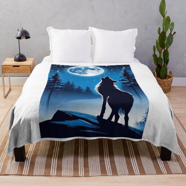 Item preview, Illustration - Lone Wolf, Wild and Nocturnal Landscape designed and sold by AnimeShin.