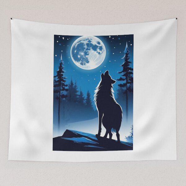 Item preview, Illustration - Lone Wolf, Wild and Nocturnal Landscape designed and sold by AnimeShin.