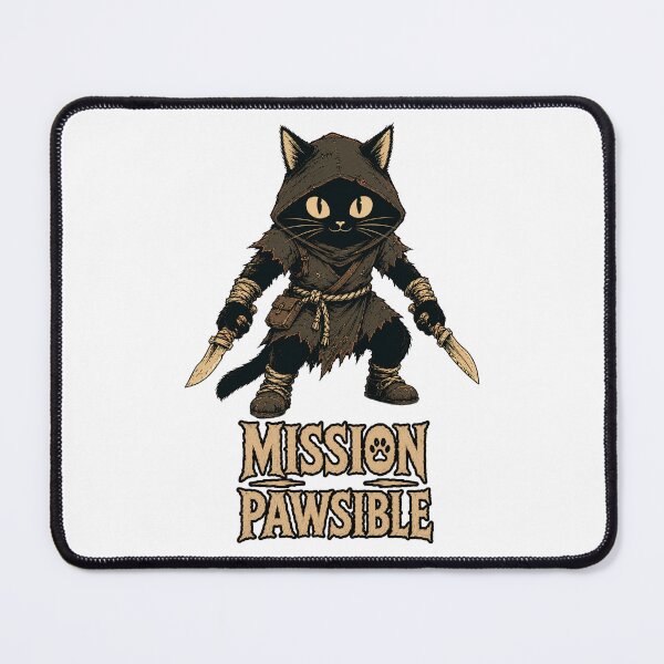 Item preview, Mission Pawsible | Funny Assassin Cat Fantasy T-Shirt designed and sold by Bisonia.