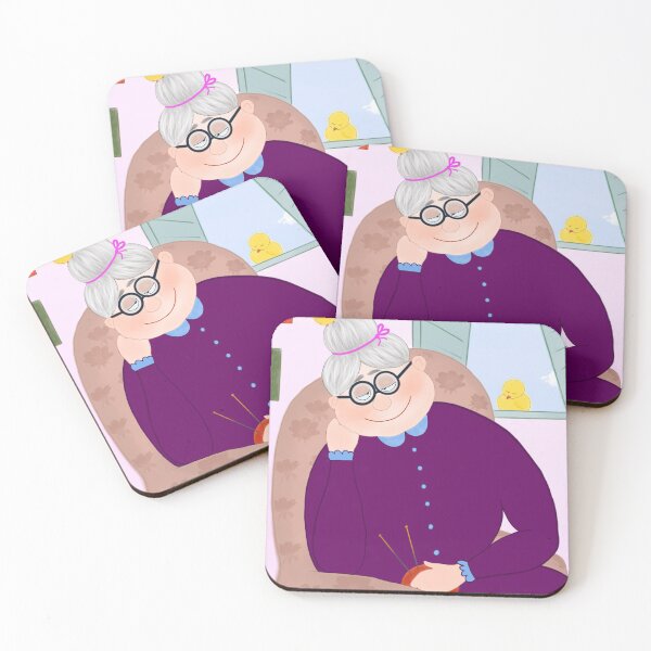 Item preview, Cozy Grandmother Knitting with Cute Little Chicks  designed and sold by The Whimsy Nest Art.