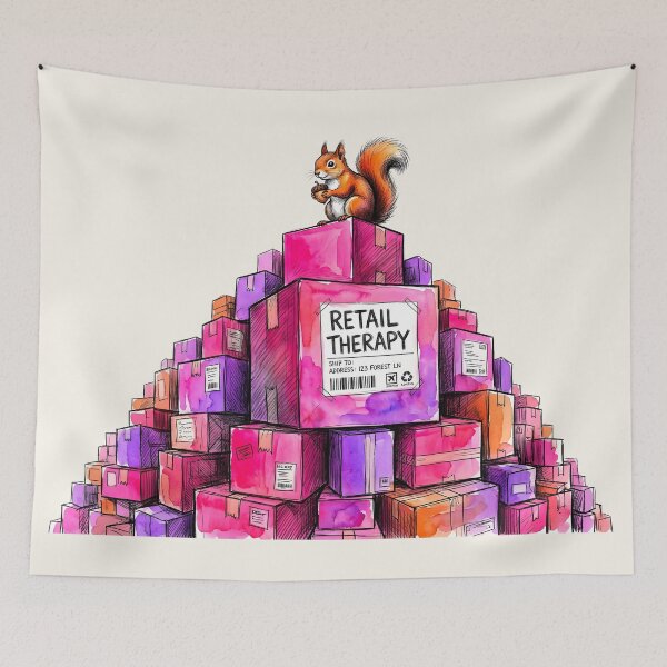 Item preview, Retail Therapy - Funny Squirrel Online Shopping Watercolor Art designed and sold by SoulPT.