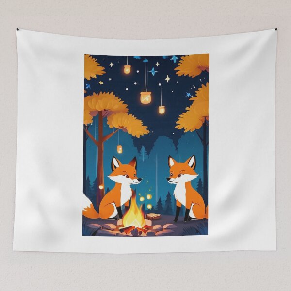 Item preview, Illustration - Nocturnal Forest with Foxes, Children's Book Style designed and sold by AnimeShin.