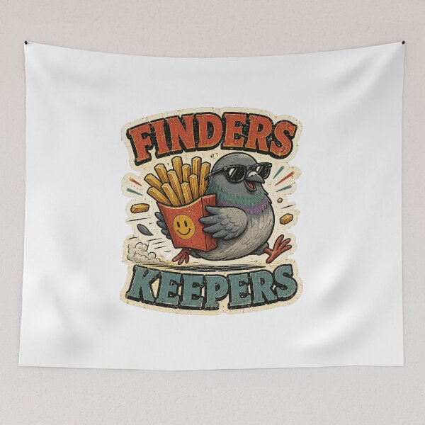 Item preview, Finders Keepers Funny Pigeon French Fries Retro designed and sold by NarpLTD.