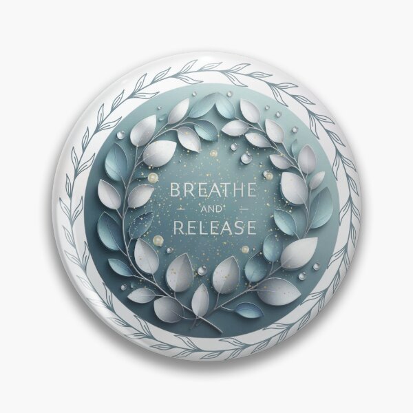 Item preview, Breathe and Release Botanical Wreath Sticker – Mindfulness Meditation Quote, Blue Nature Wellness Aesthetic designed and sold by Pandey14.