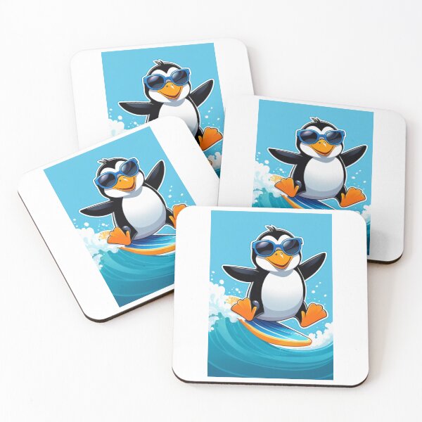 Item preview, Illustration - Penguin Surfing, Holiday Atmosphere designed and sold by AnimeShin.