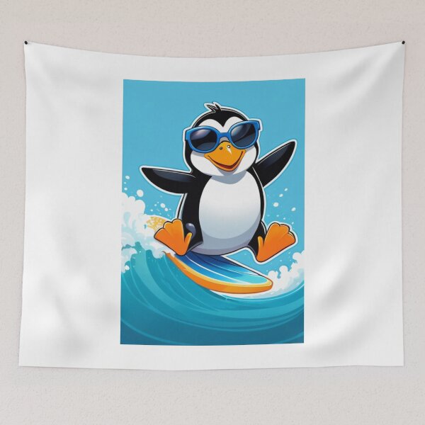 Item preview, Illustration - Penguin Surfing, Holiday Atmosphere designed and sold by AnimeShin.