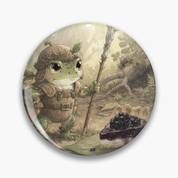 Item preview, Frog Knight Guarding the Last Slice of Blackberry Pie Cottagecore Art designed and sold by PictorialWhimsy.