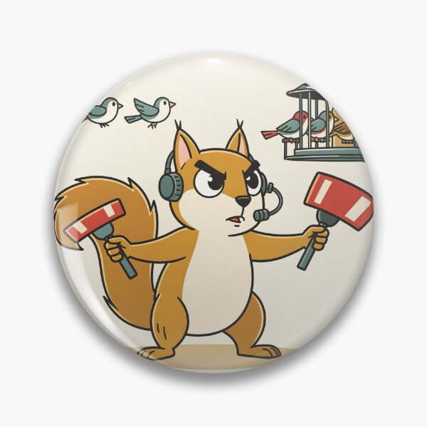 Item preview, Squirrel Air Traffic Controller at the Bird Feeder Funny Art designed and sold by PictorialWhimsy.