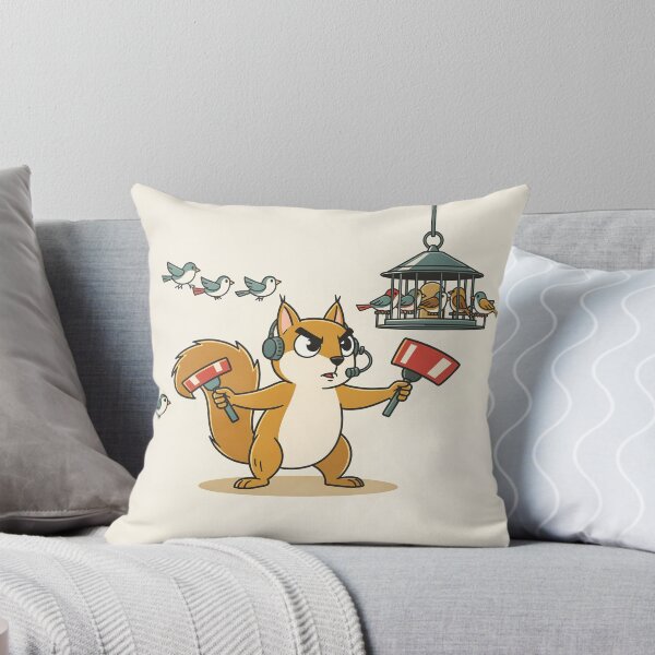 Item preview, Squirrel Air Traffic Controller at the Bird Feeder Funny Art designed and sold by PictorialWhimsy.