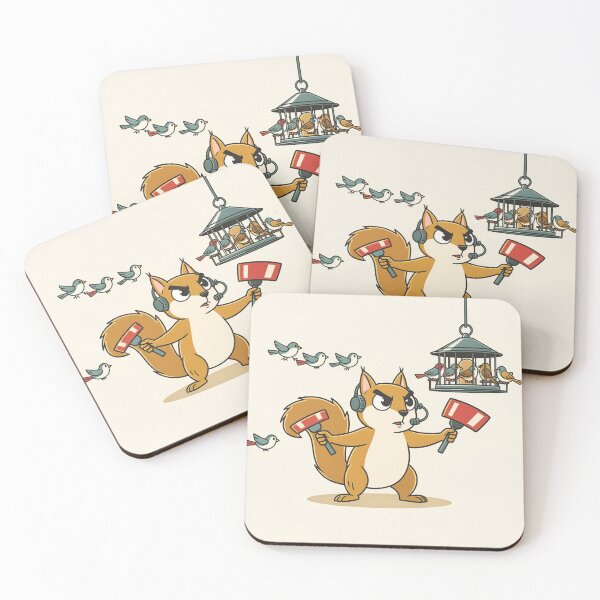 Item preview, Squirrel Air Traffic Controller at the Bird Feeder Funny Art designed and sold by PictorialWhimsy.