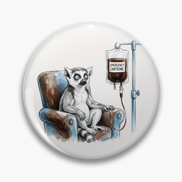 Item preview, Emergency Caffeine - Funny Lemur Coffee Addict Watercolor Art designed and sold by SoulPT.