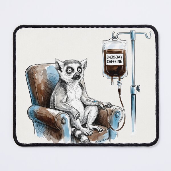 Item preview, Emergency Caffeine - Funny Lemur Coffee Addict Watercolor Art designed and sold by SoulPT.