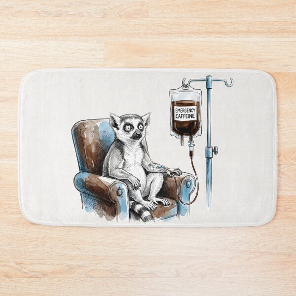 Item preview, Emergency Caffeine - Funny Lemur Coffee Addict Watercolor Art designed and sold by SoulPT.