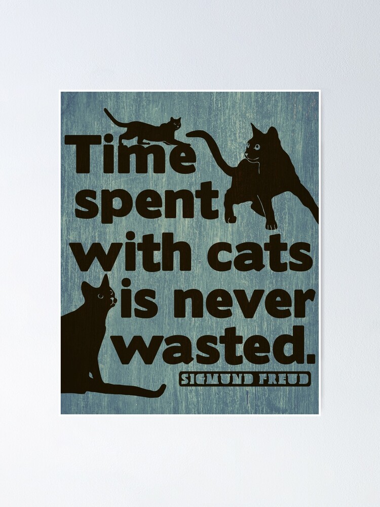 Poster Le Temps Passe Avec Les Chats N Est Jamais Perdu Citation De Freud Par Knightsydesign Redbubble