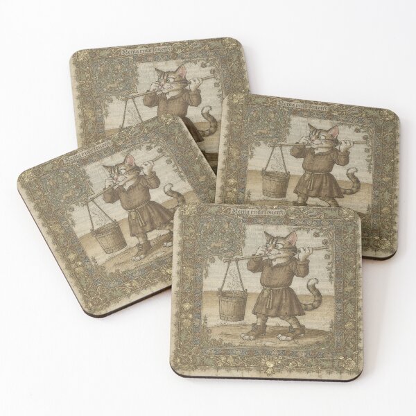 Item preview, Medieval Cat Gong Farmer Holding His Nose Manuscript Art designed and sold by PictorialWhimsy.