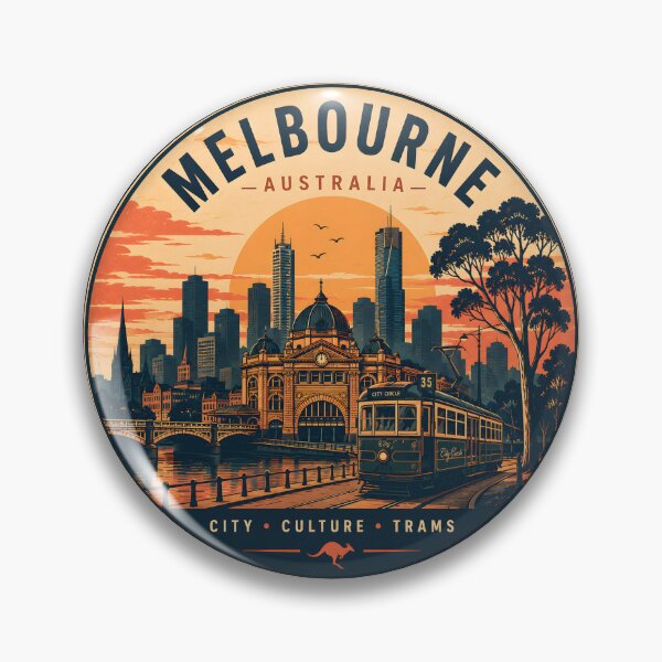Item preview, Melbourne Australia Vintage City Tram Travel Badge Design designed and sold by TAOptimus .