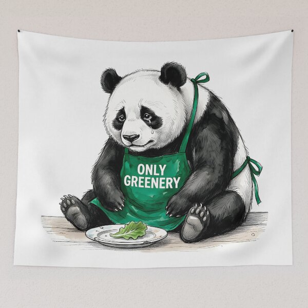 Item preview, Only Greenery - Funny Crying Panda Diet Watercolor Art designed and sold by SoulPT.