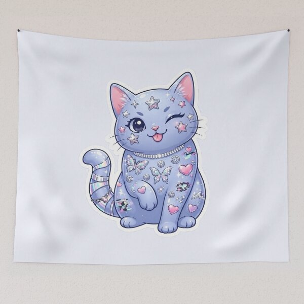 Item preview, Cute Y2K Kawaii Cat Pastel Space Art designed and sold by Iampoji.