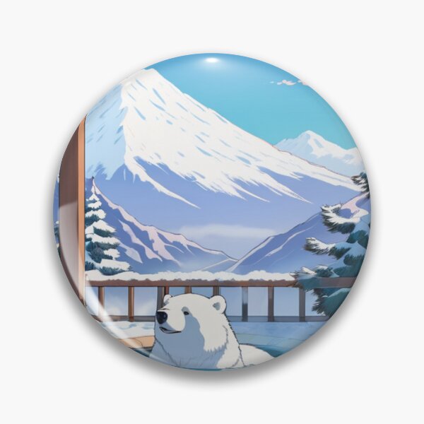 Item preview, Illustration - Polar Bear in a Japanese Onsen, Imaginary Scene designed and sold by AnimeShin.