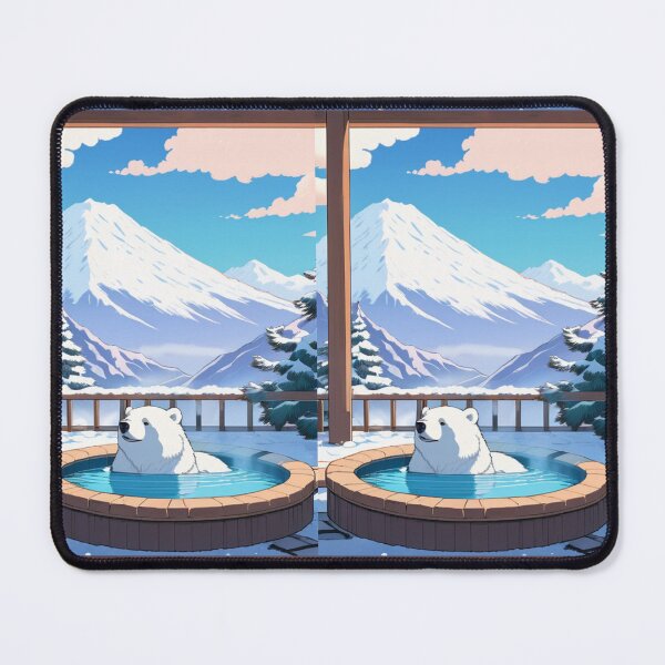 Item preview, Illustration - Polar Bear in a Japanese Onsen, Imaginary Scene designed and sold by AnimeShin.