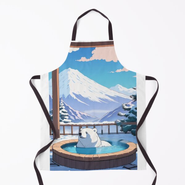 Item preview, Illustration - Polar Bear in a Japanese Onsen, Imaginary Scene designed and sold by AnimeShin.
