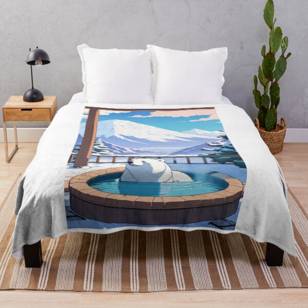 Item preview, Illustration - Polar Bear in a Japanese Onsen, Imaginary Scene designed and sold by AnimeShin.
