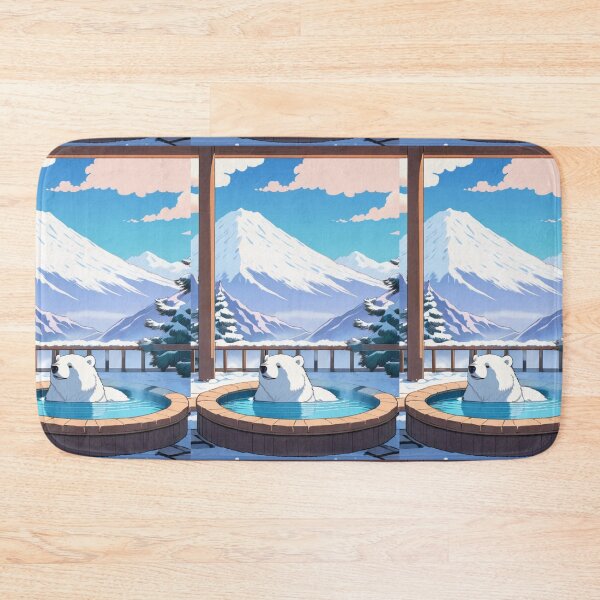 Item preview, Illustration - Polar Bear in a Japanese Onsen, Imaginary Scene designed and sold by AnimeShin.