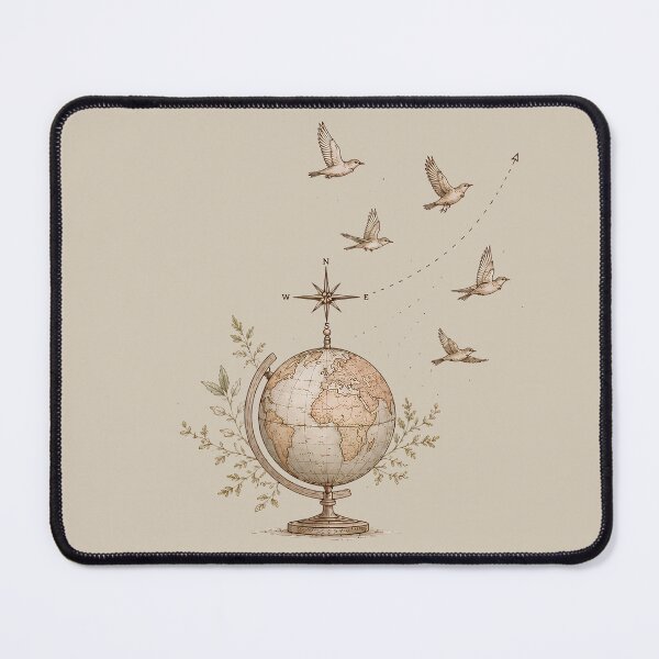 Item preview, Bound for Wonder | Vintage Travel Globe & bird Illustration designed and sold by Bound for Wonder.