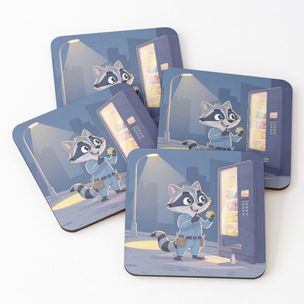 Item preview, Raccoon Vending Machine Repairman on the Night Shift Funny Art designed and sold by PictorialWhimsy.