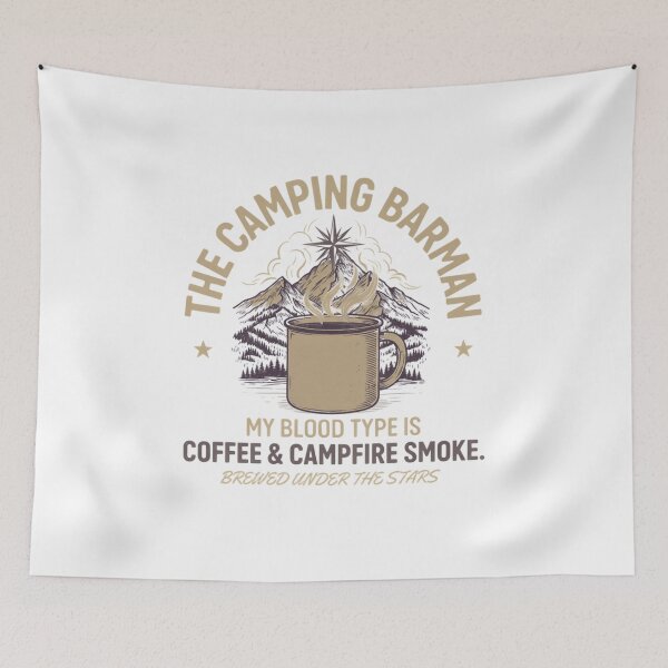 Item preview, The Camping Barman - Coffee and Campfire Smoke Type Design designed and sold by GabeMountainArt.
