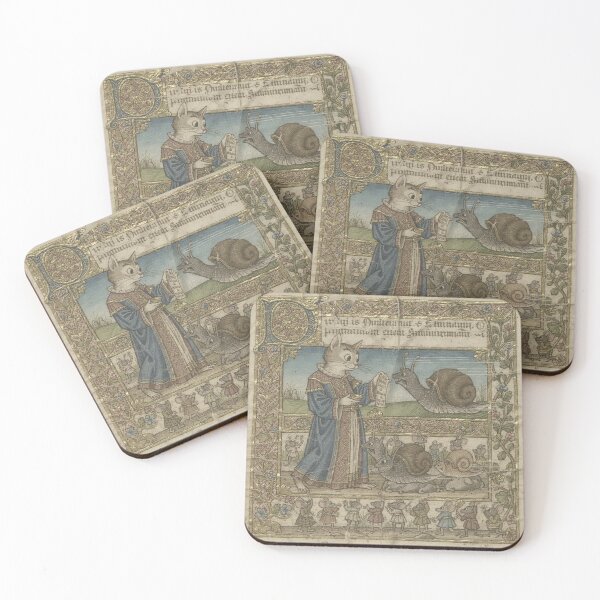 Item preview, Medieval Cat Snail-Race Bookmaker Taking Bets Manuscript Art designed and sold by PictorialWhimsy.