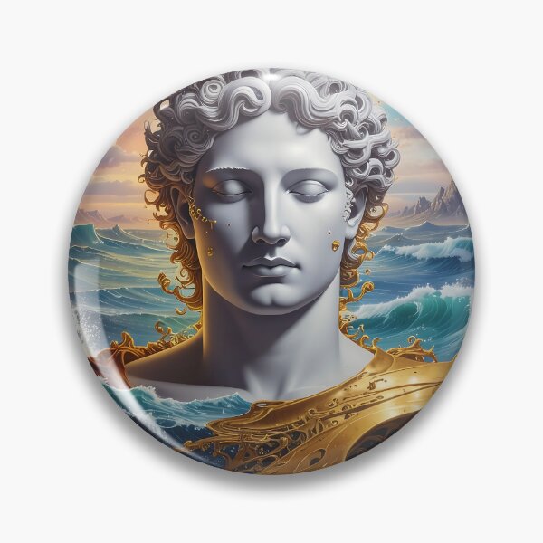 Item preview, Majestic Renaissance Marble Man Amidst Golden Oceanic Waves designed and sold by ToxicInkArt.