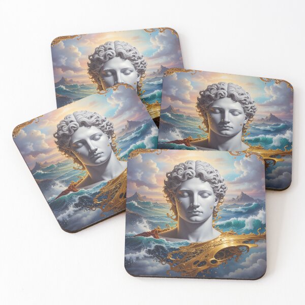 Item preview, Majestic Renaissance Marble Man Amidst Golden Oceanic Waves designed and sold by ToxicInkArt.