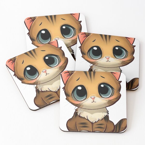 Item preview, Sad Brown Tabby Kitten with Huge Pensive Eyes Cartoon Illustration designed and sold by AdlArs.