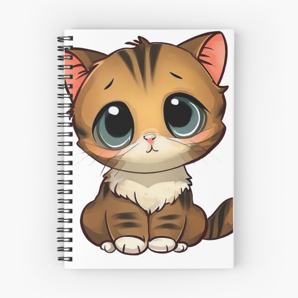Item preview, Sad Brown Tabby Kitten with Huge Pensive Eyes Cartoon Illustration designed and sold by AdlArs.